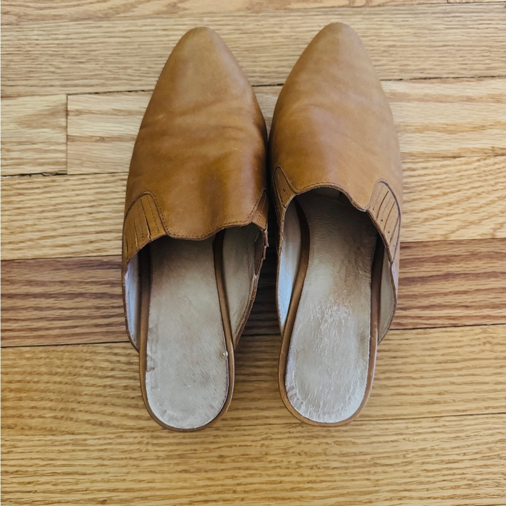 Madewell Brown Leather Slip-On Mules Sz 8